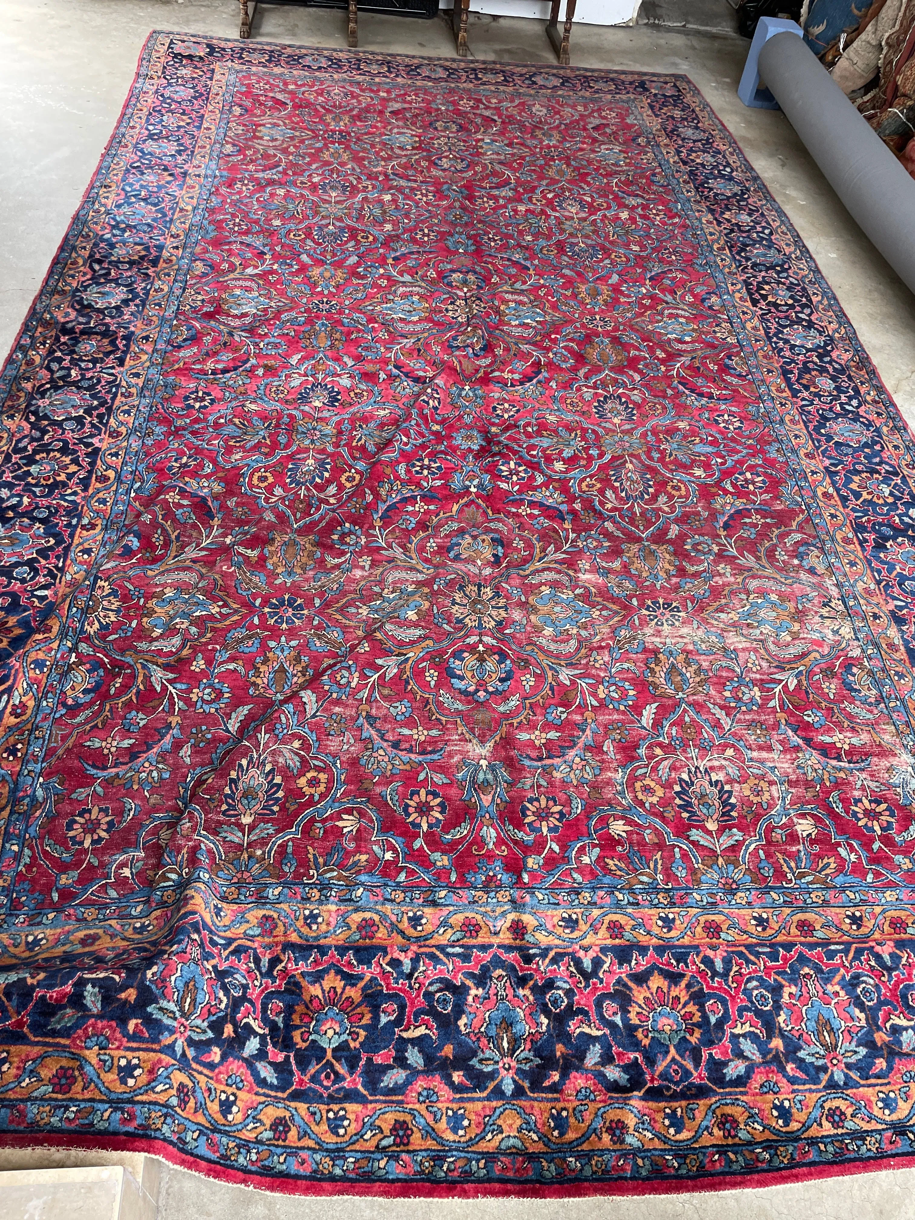 10x18 Antique Fuchsia Ground Persian Rug #2973