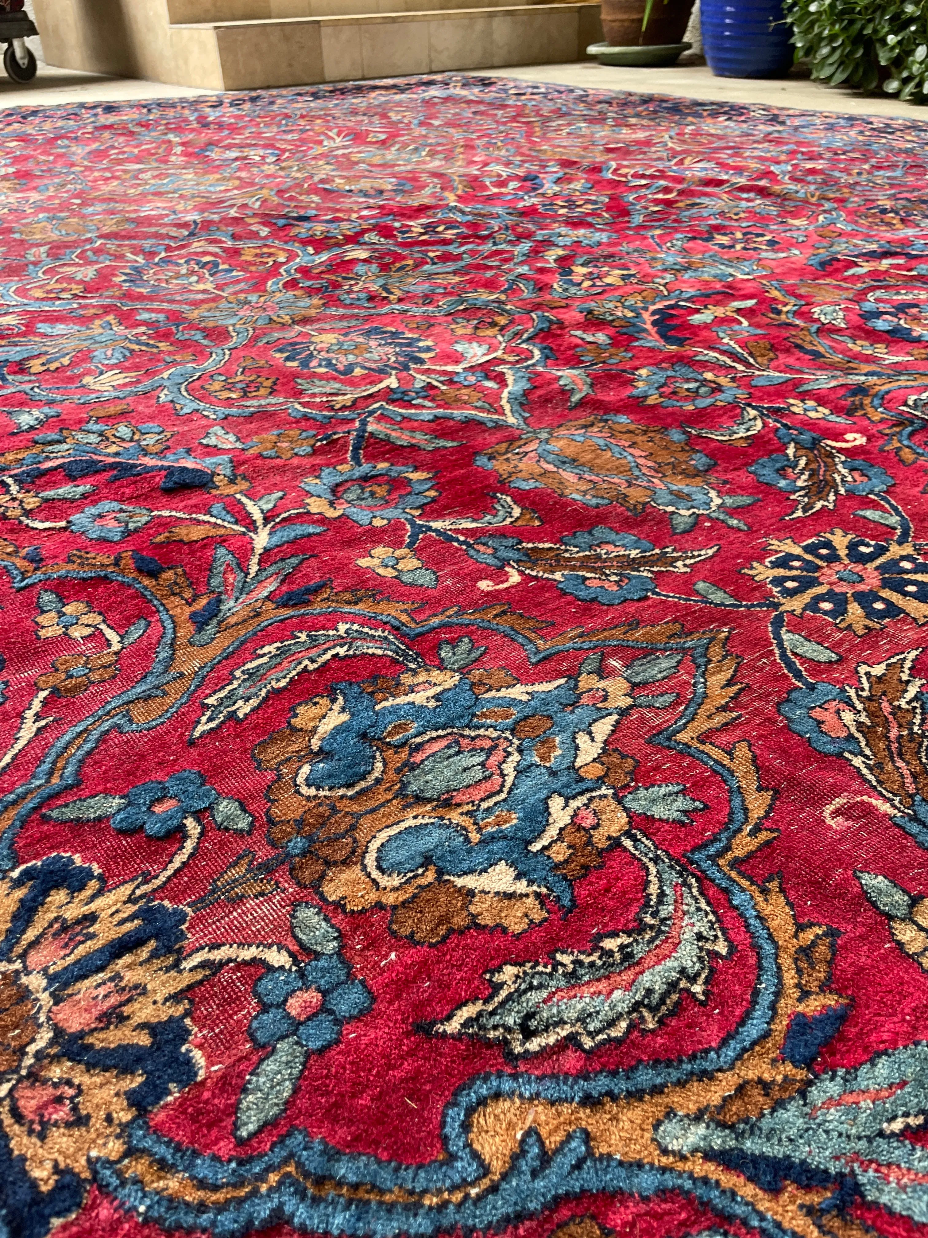 10x18 Antique Fuchsia Ground Persian Rug #2973