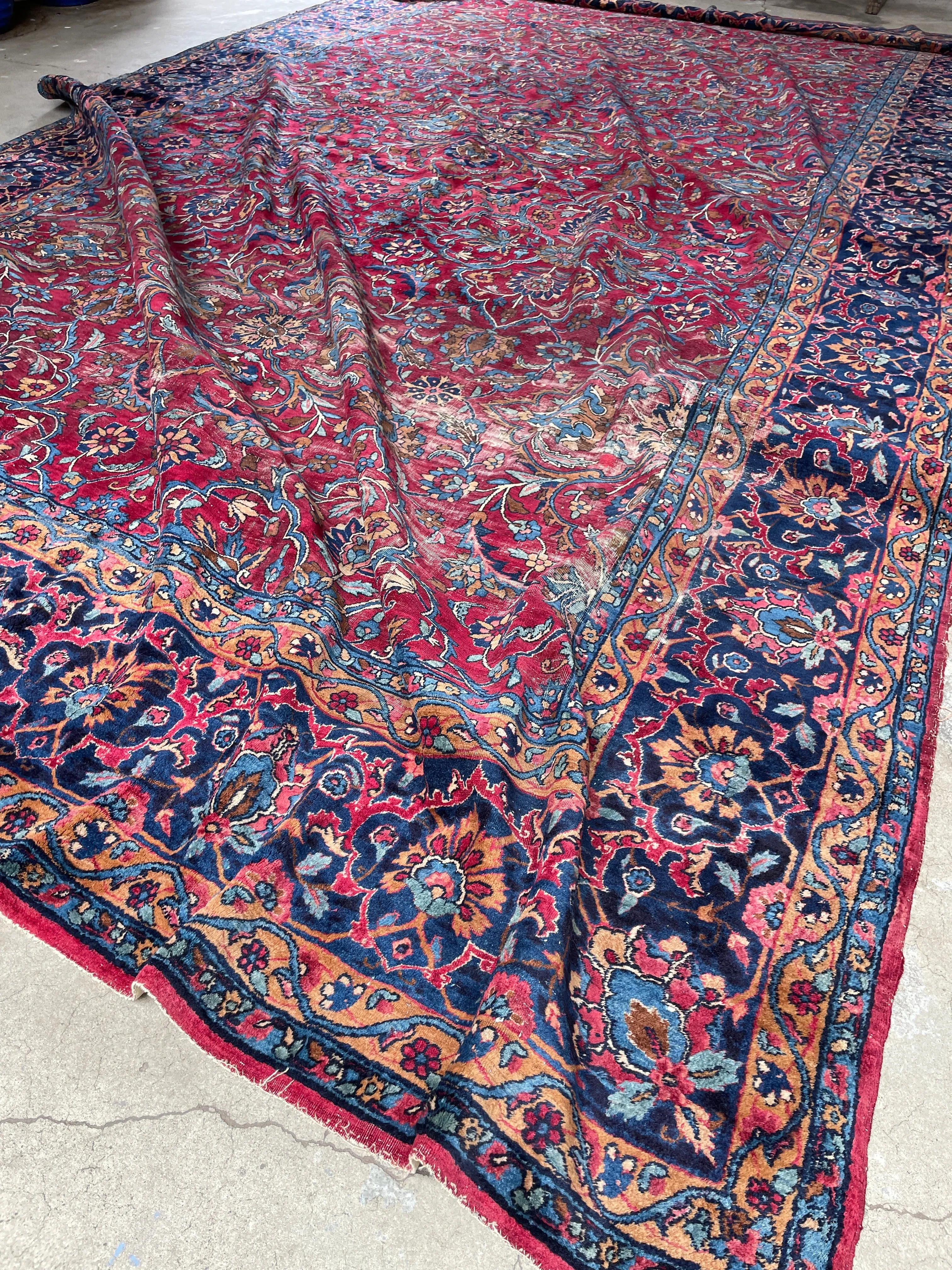 10x18 Antique Fuchsia Ground Persian Rug #2973