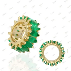 14k Gold Emerald Rondelle Bead / Roundel Bead 8x8mm