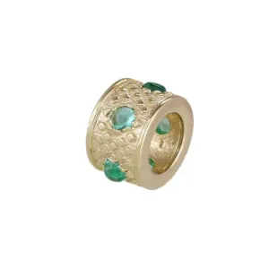 14k Gold Emerald Rondelle Bead / Roundel Bead Charm