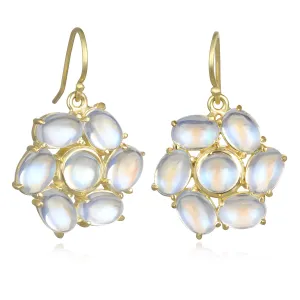 18 Karat Gold Moonstone Daisy Earrings