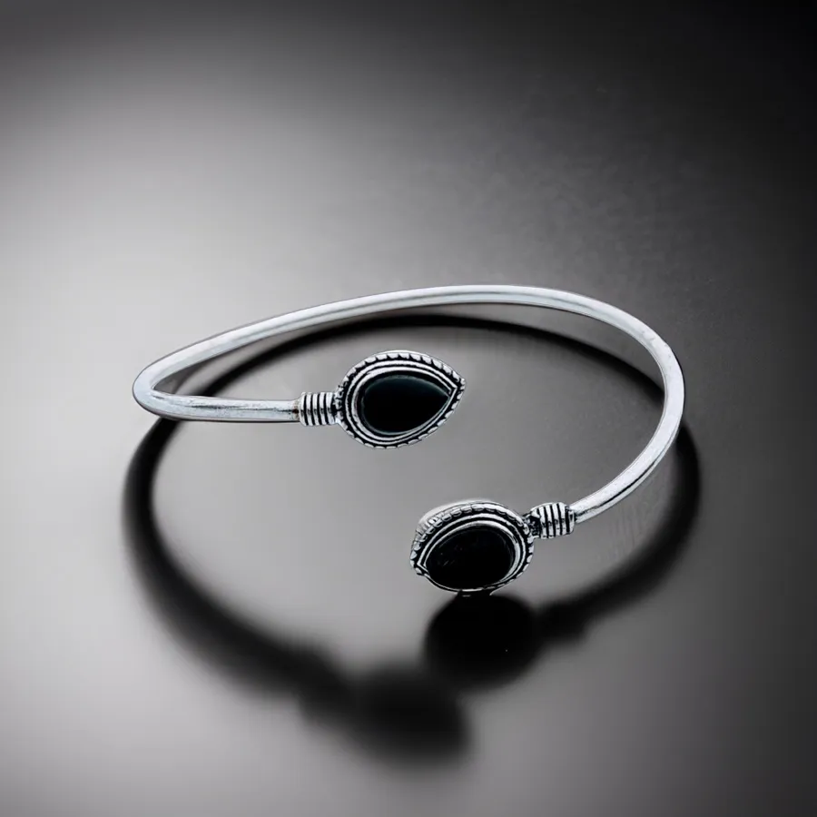 925 Sterling Silver, black Onyx ,Cuff bracelet