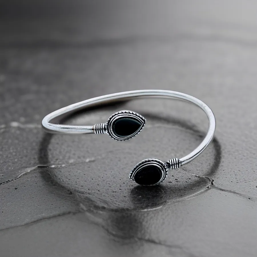 925 Sterling Silver, black Onyx ,Cuff bracelet