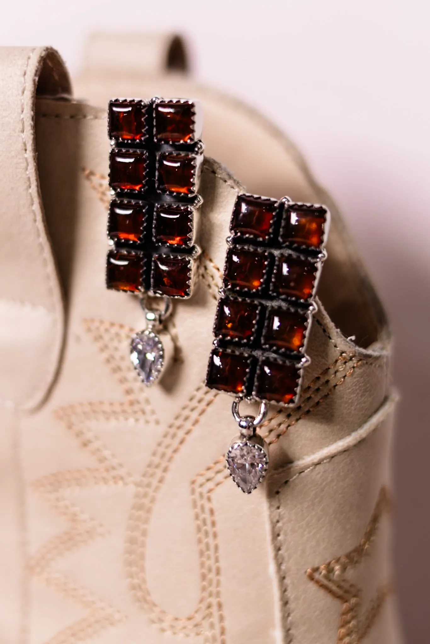 Amber Kandy Bar & Crystal Earrings