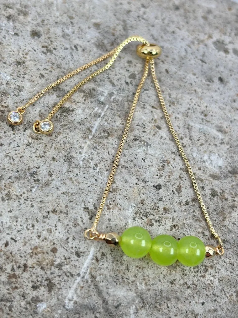 August Birthstone with Adjustable Slider Bracelet