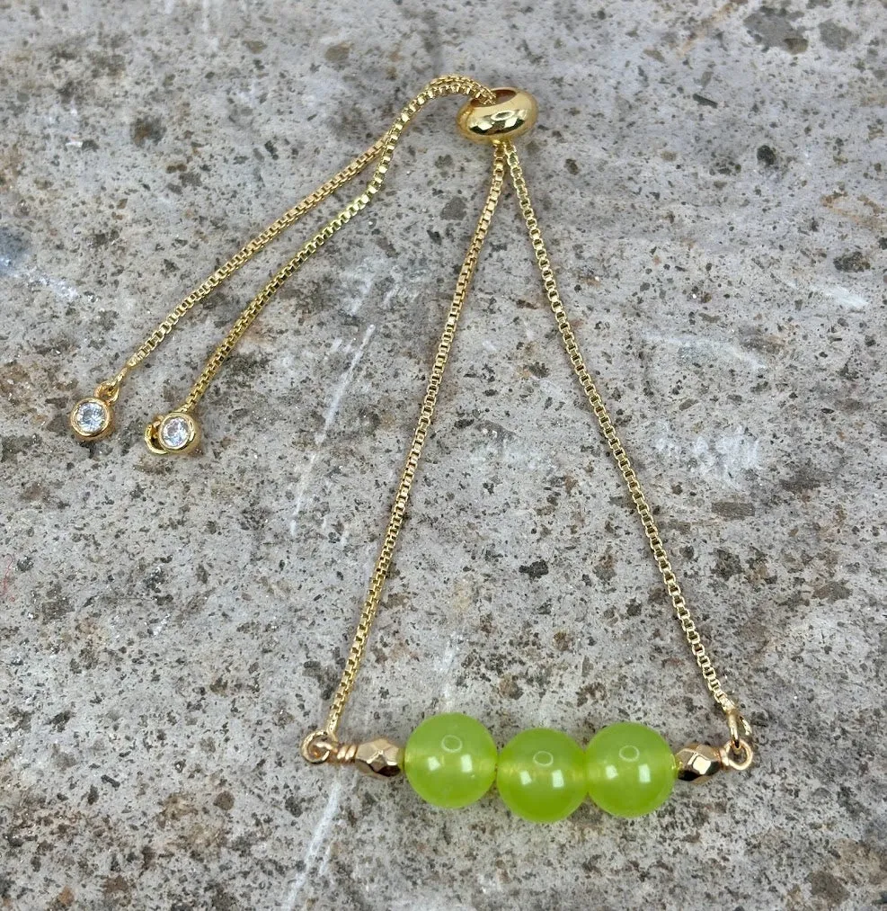 August Birthstone with Adjustable Slider Bracelet