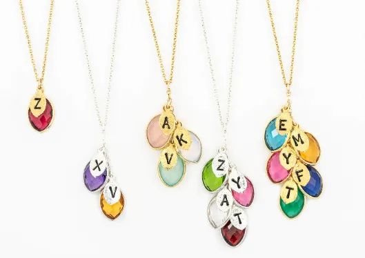 Birthstone Initial Necklace