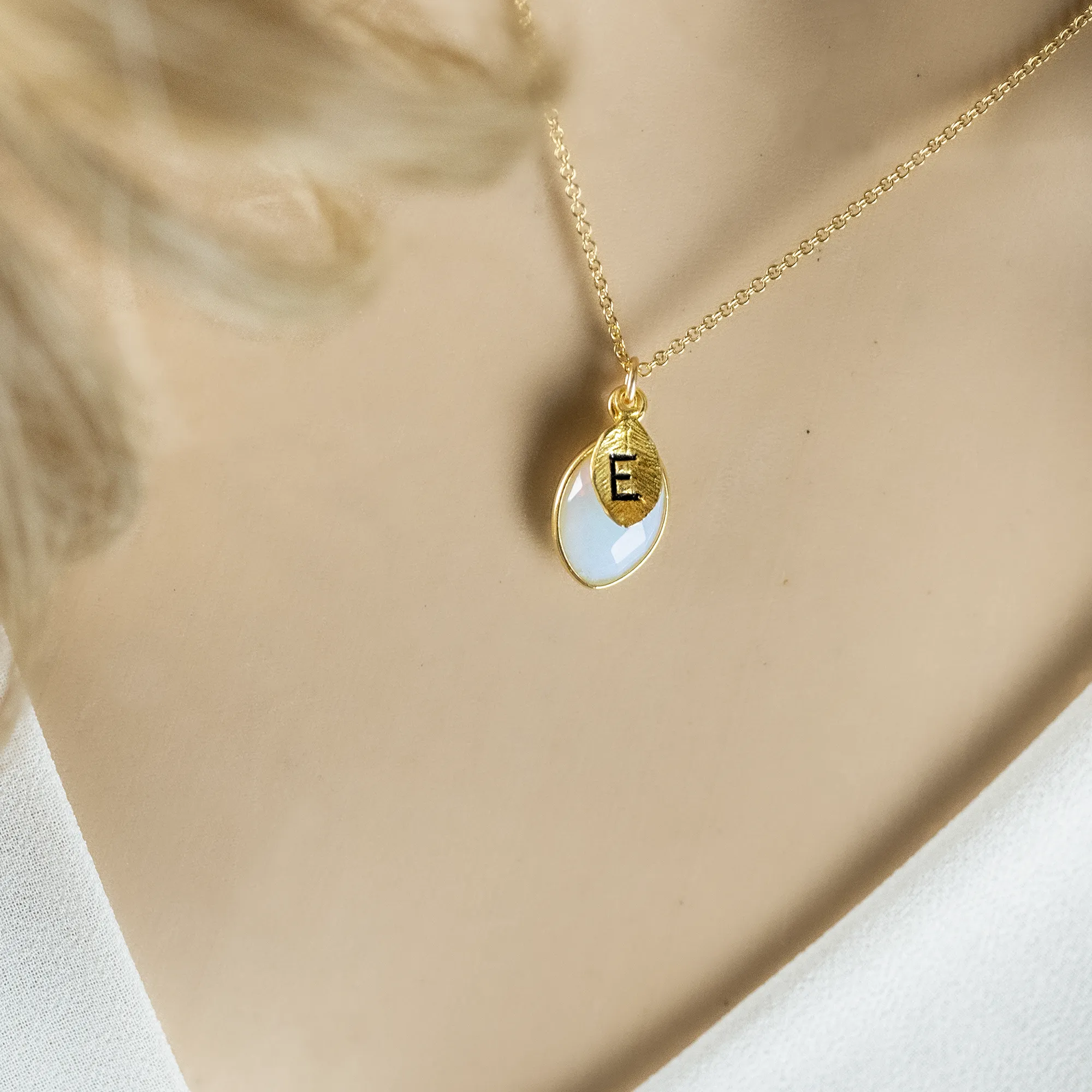 Birthstone Initial Necklace