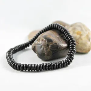 Black Disc Bead Stretch Bracelet