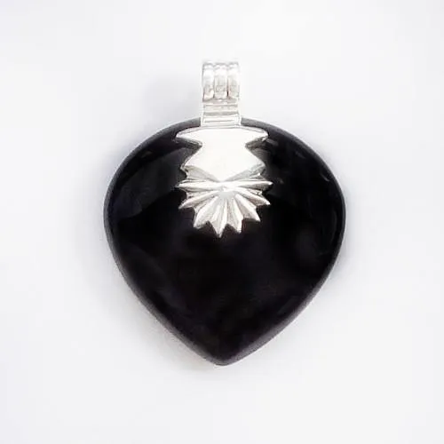 Black Onyx Tribal Silver Pendant