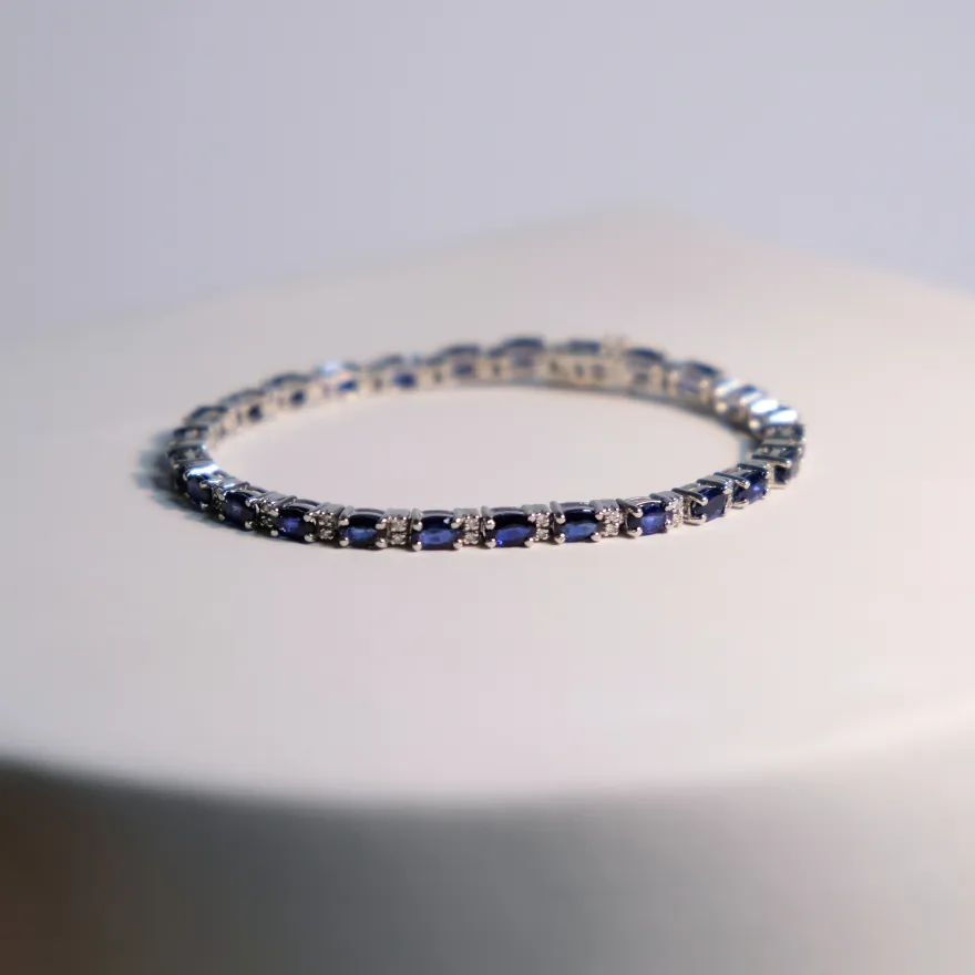 Blue Sapphire & Diamond Bracelet
