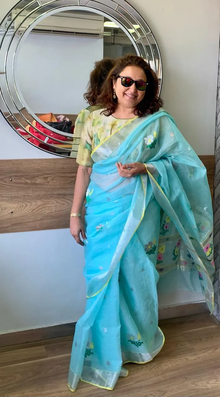 Blue Zari Kota sari