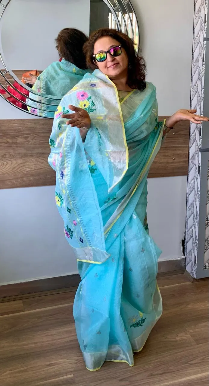 Blue Zari Kota sari