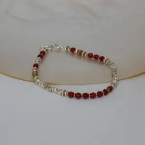 Carnelian and Mixed Metals Bracelet