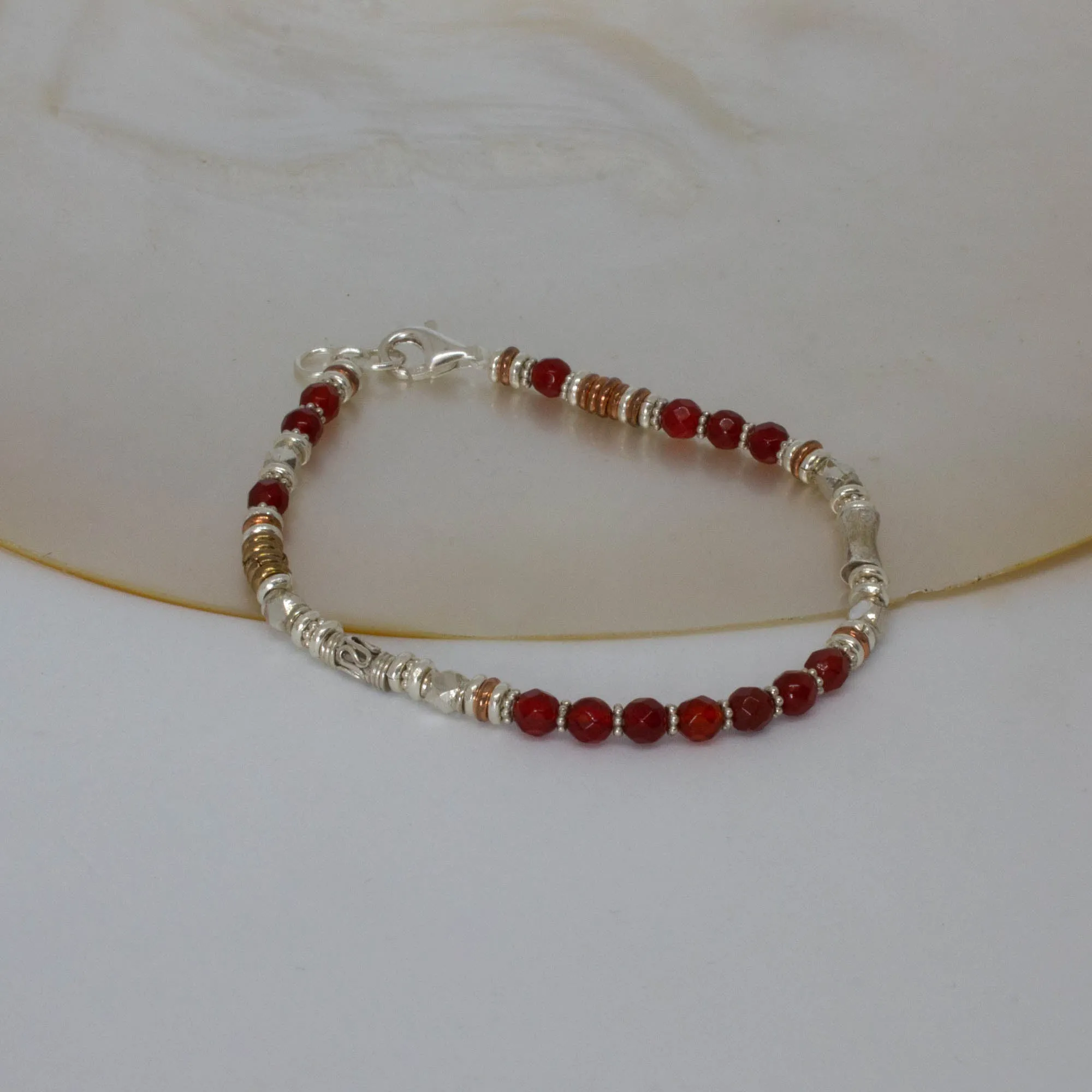 Carnelian and Mixed Metals Bracelet