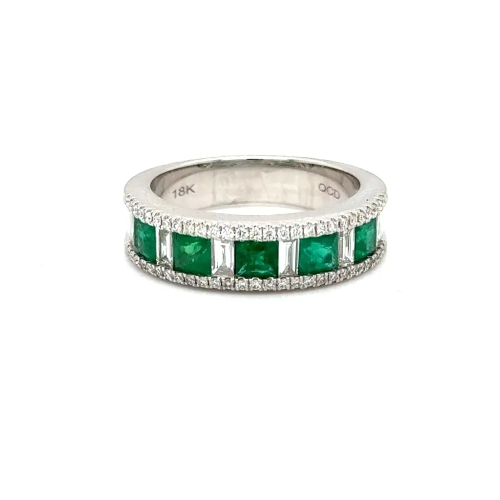 Emerald and Diamond band in 18k White Gold at Regard Jewelry in Austin, Texas