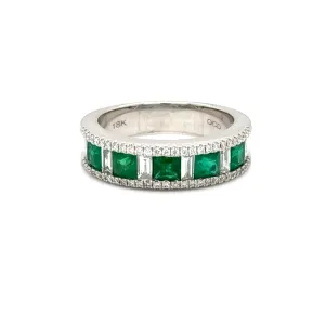 Emerald and Diamond band in 18k White Gold at Regard Jewelry in Austin, Texas
