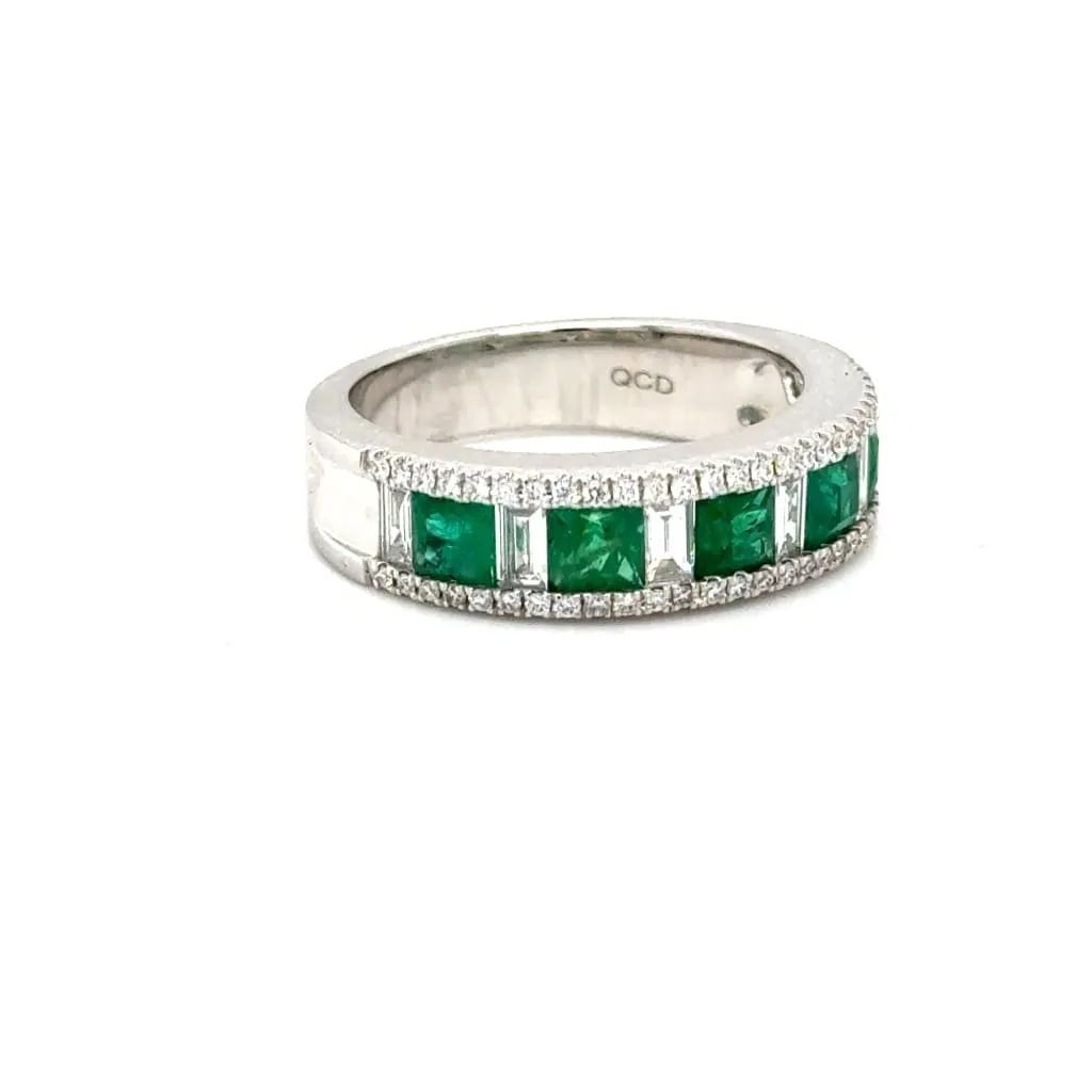 Emerald and Diamond band in 18k White Gold at Regard Jewelry in Austin, Texas