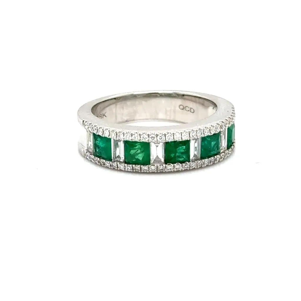 Emerald and Diamond band in 18k White Gold at Regard Jewelry in Austin, Texas