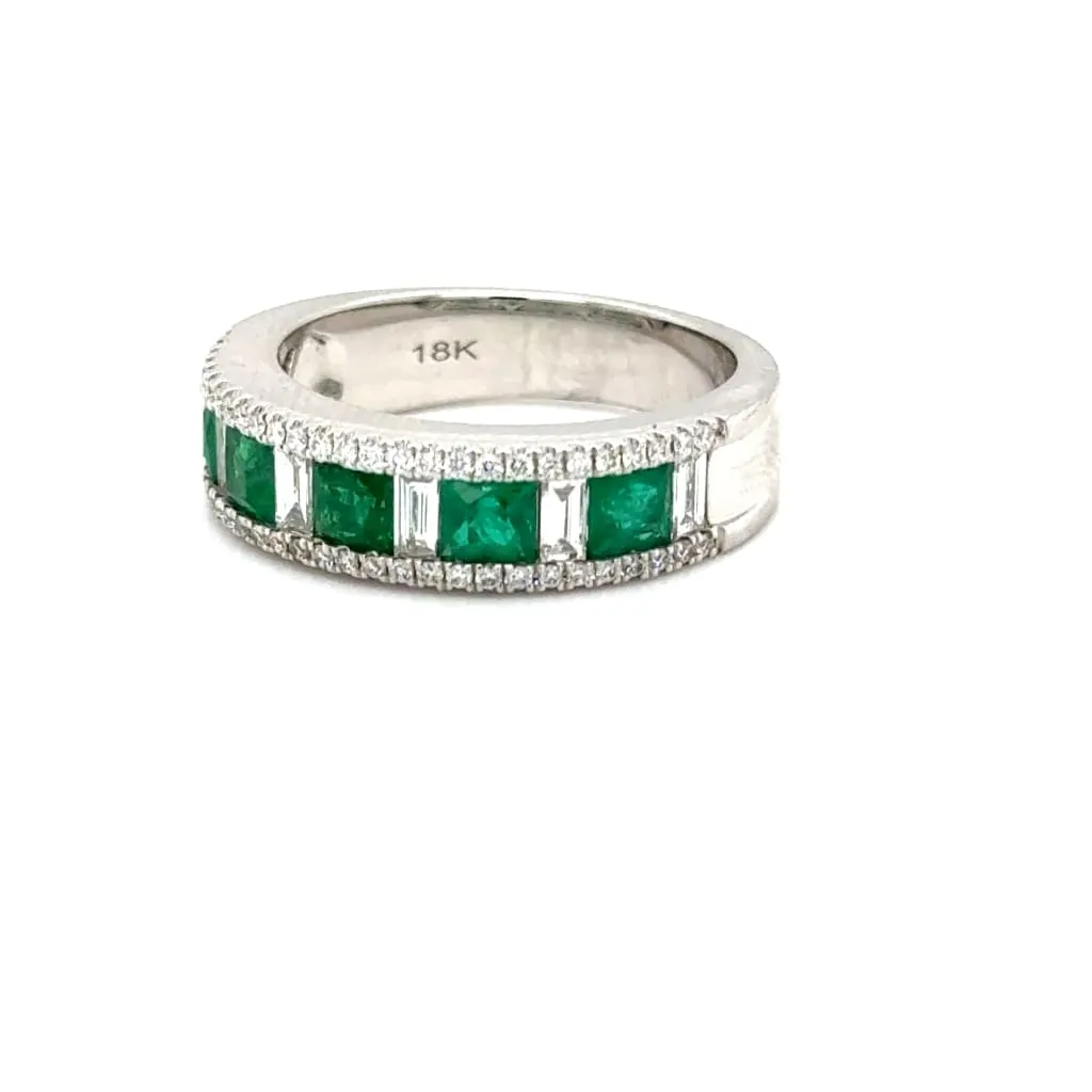 Emerald and Diamond band in 18k White Gold at Regard Jewelry in Austin, Texas