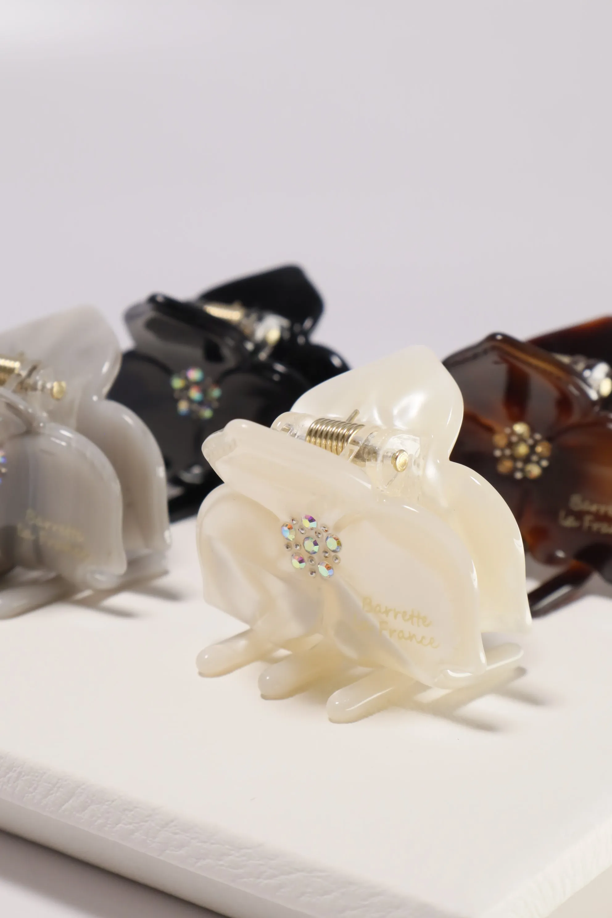 Flower Patel Acetate Half Hair Claw Barrette Clip