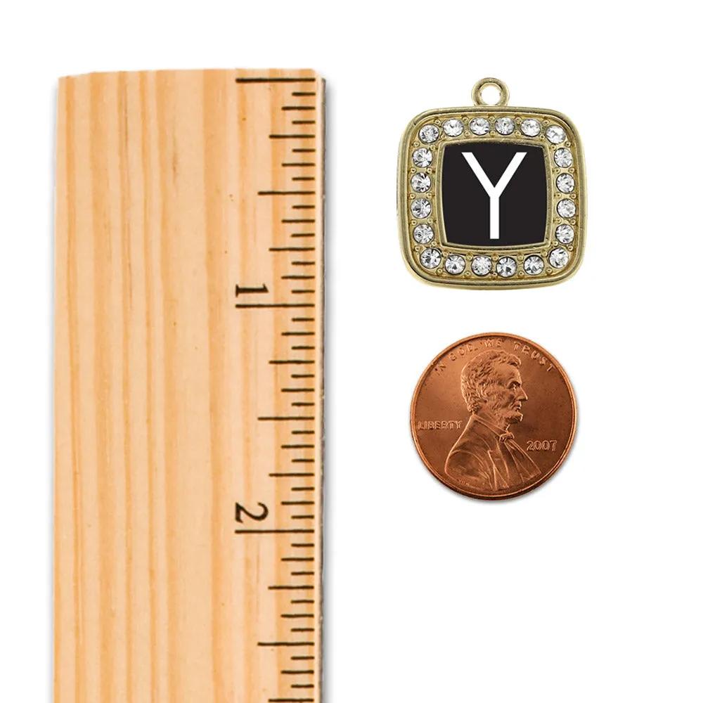 Gold My Initials - Letter Y Square Charm Braided Bracelet