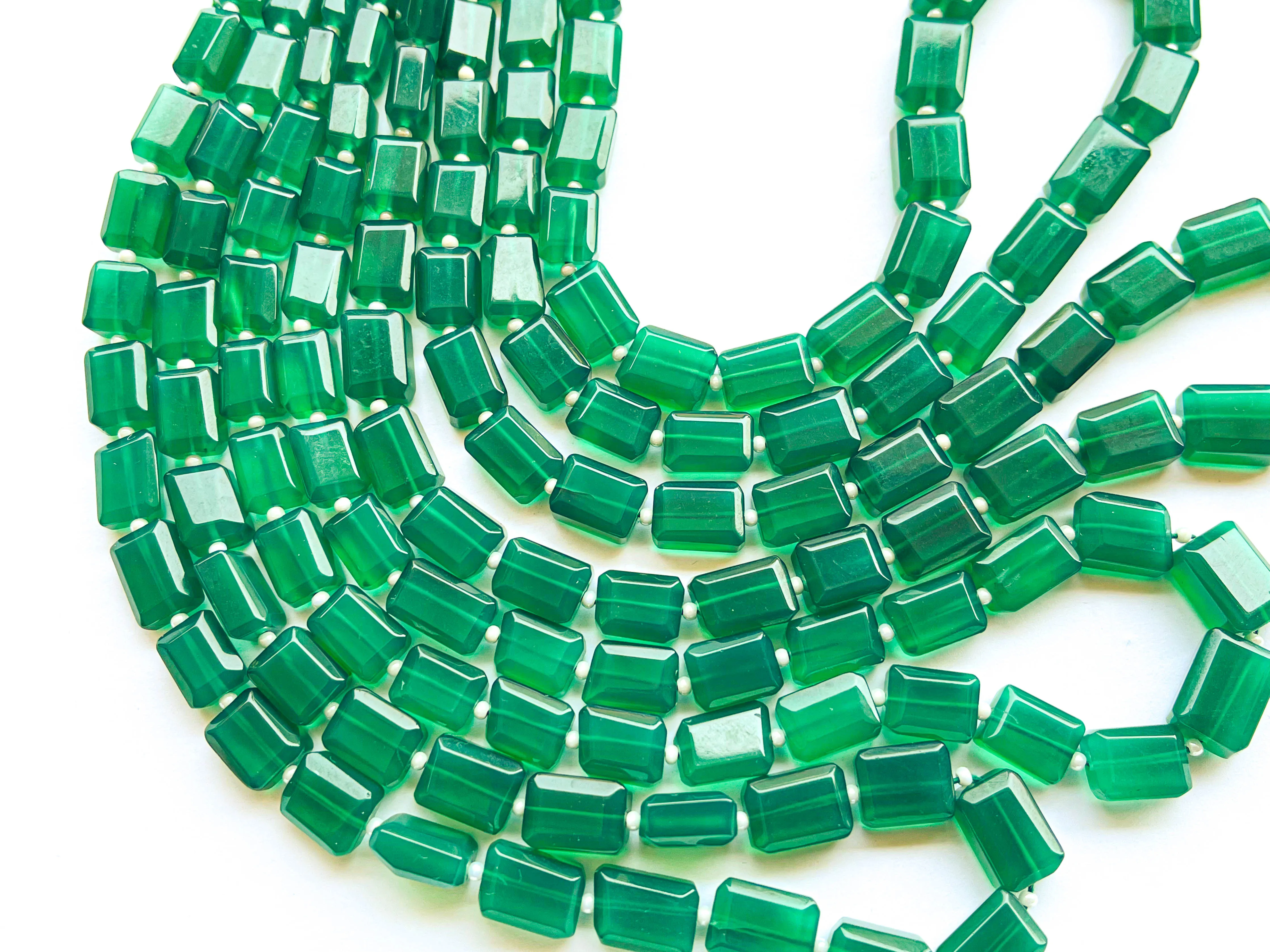 Green Onyx Nuggets Shape Faceted Beads