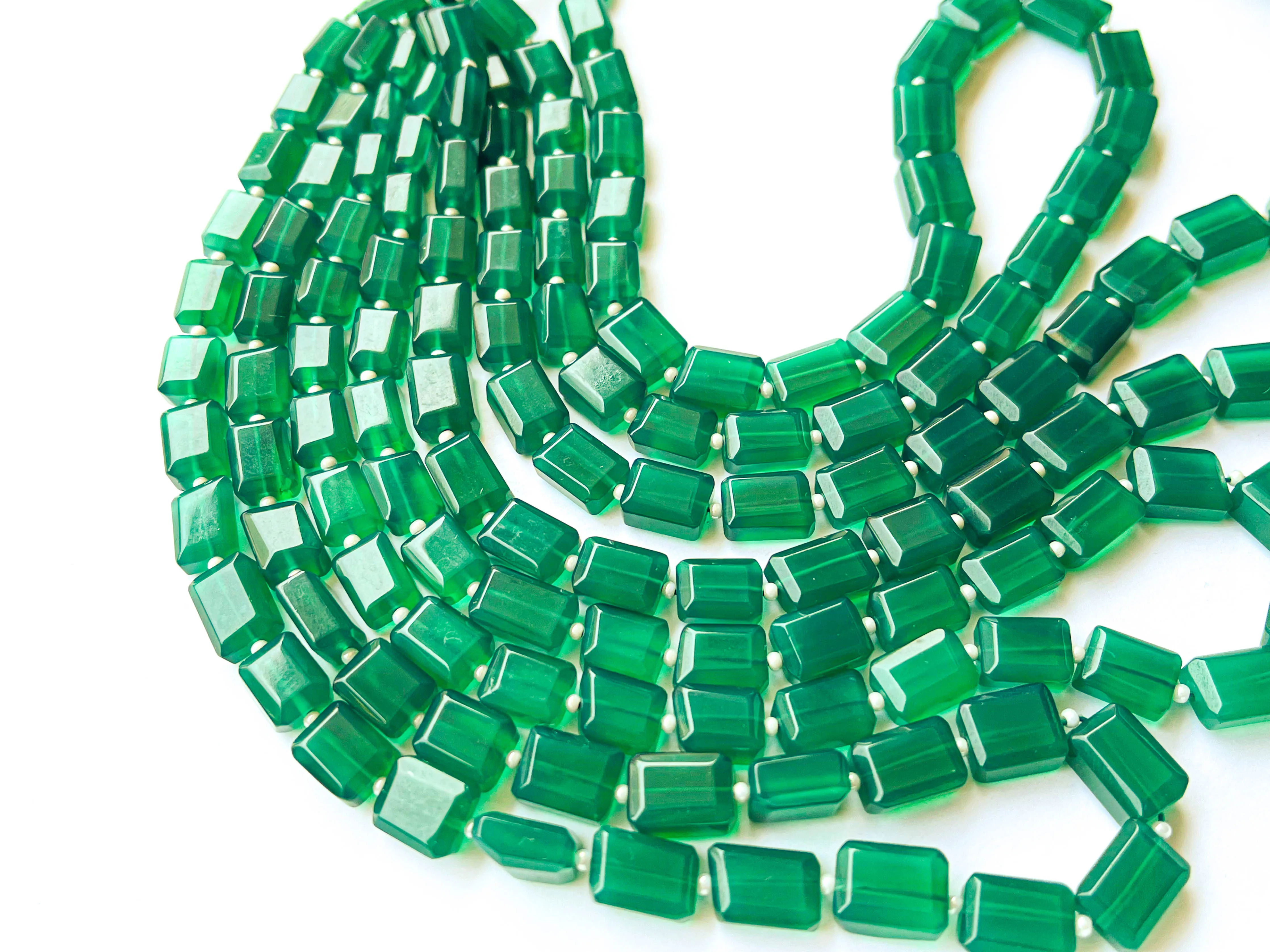 Green Onyx Nuggets Shape Faceted Beads