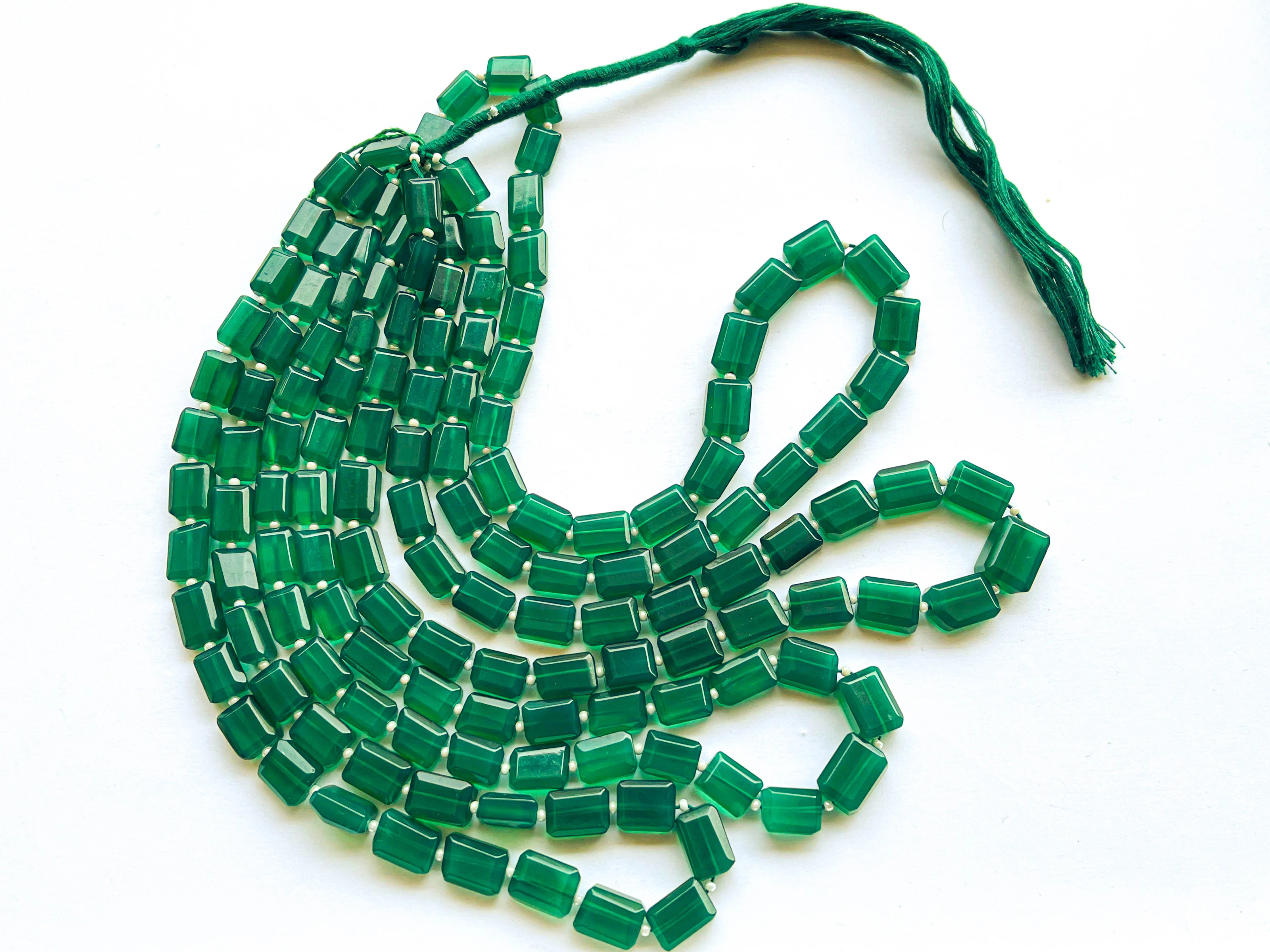 Green Onyx Nuggets Shape Faceted Beads