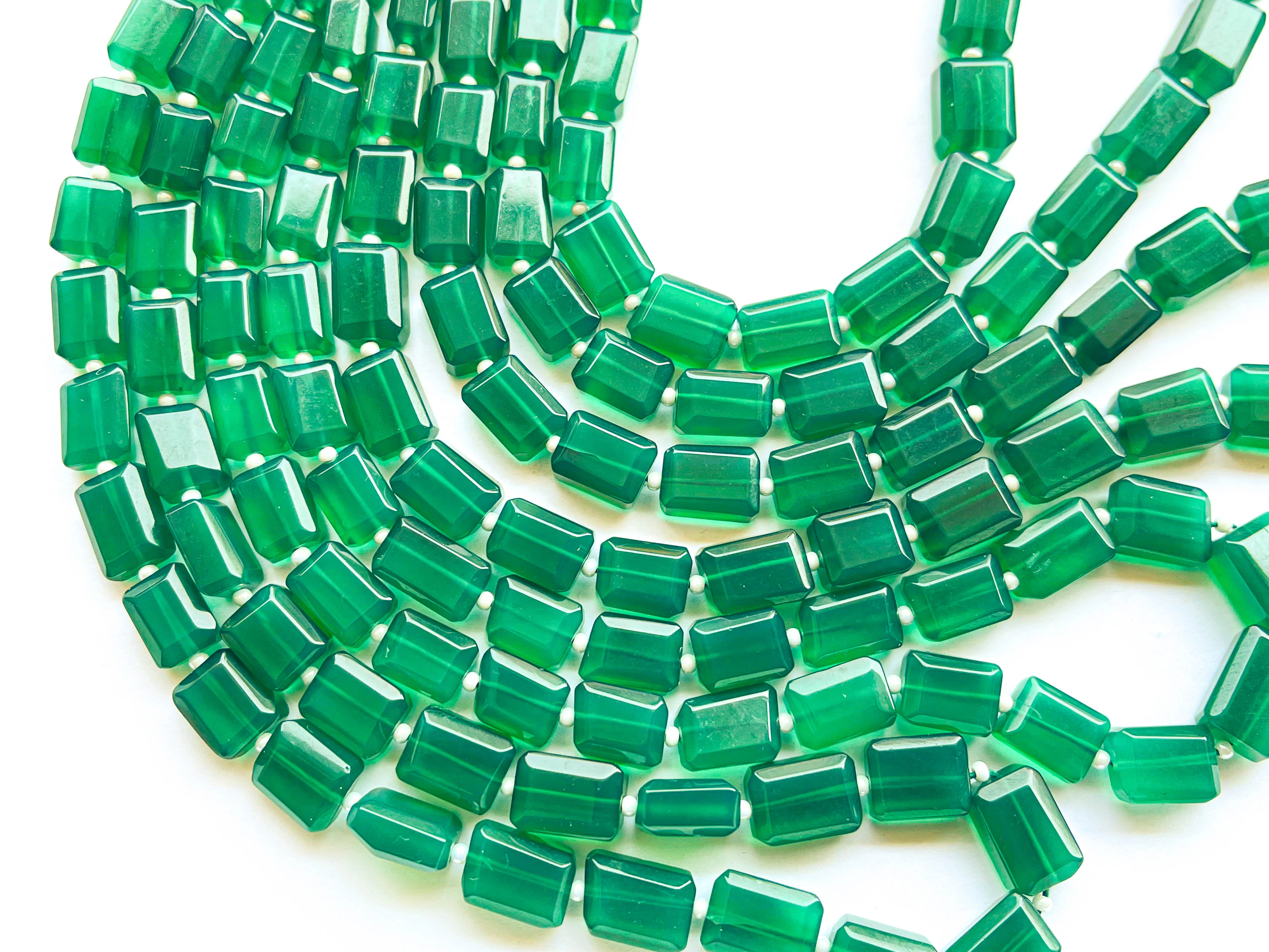Green Onyx Nuggets Shape Faceted Beads