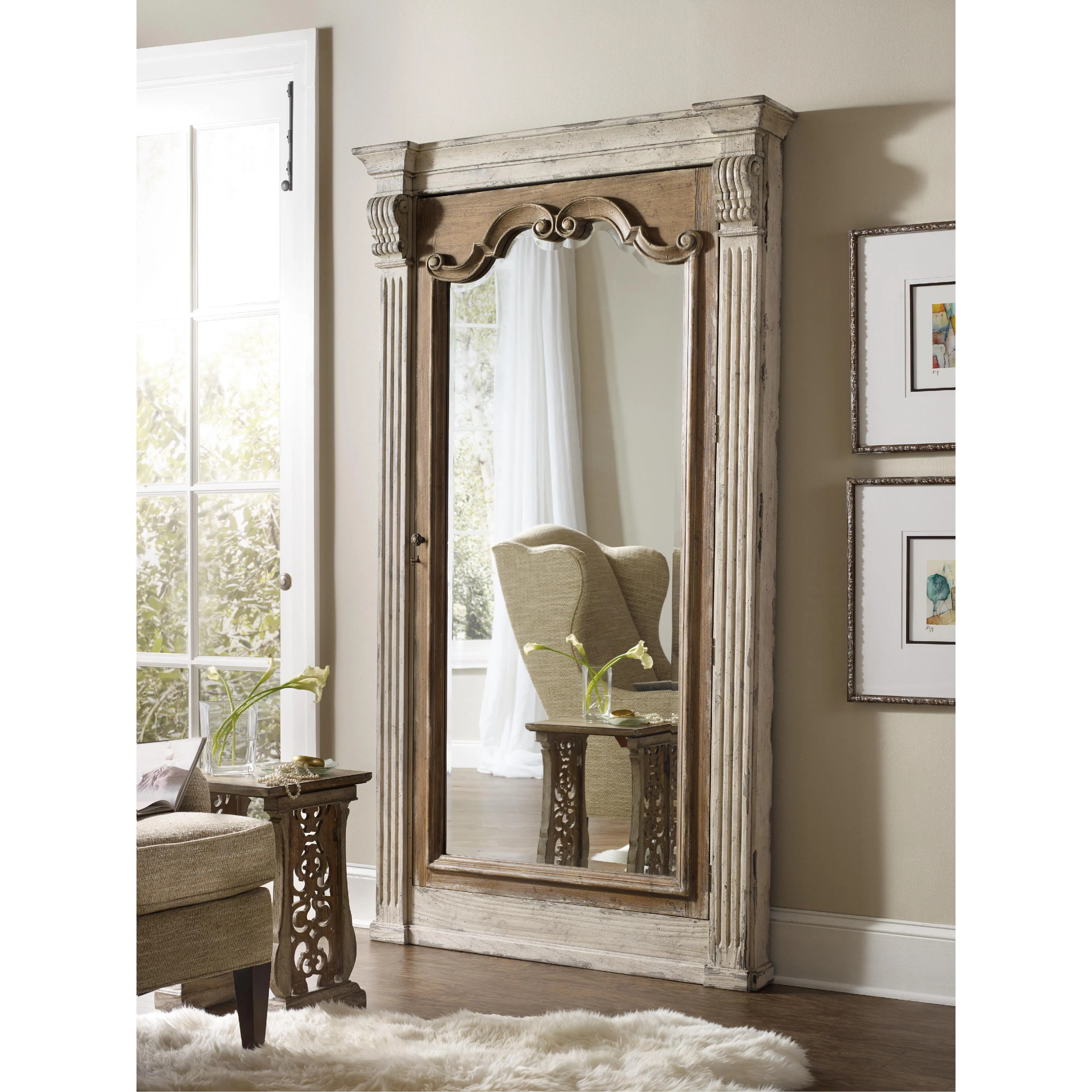 Hooker Furniture 5351-50003 Chatelet Floor Mirror withJewelry Armoire Storage