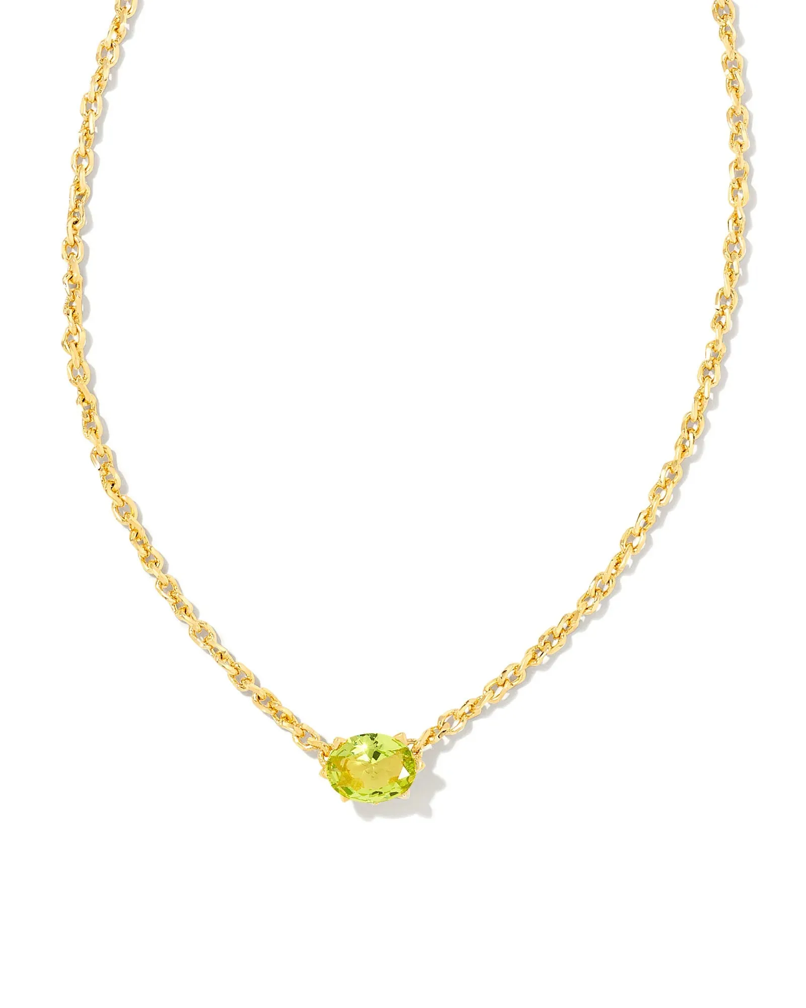 Kendra Scott Cailin Gold Crystal Green Peridot Pendant Necklace August