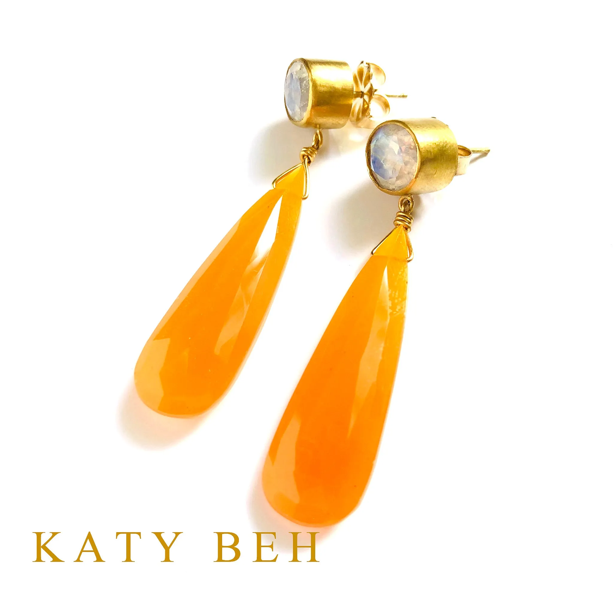 LE Moonstone and Orange Chalcedony Earrings