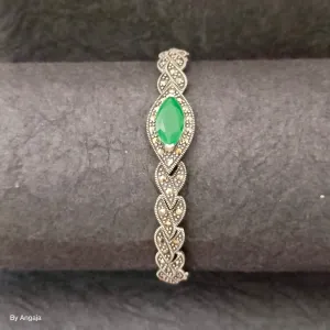 Marcasite Emerald Silver Bracelet