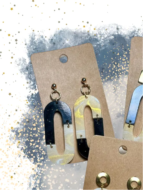 Milky Way - 2 Part Dangle - Wood and “Luxe Amber” Speciality Acrylic Earrings