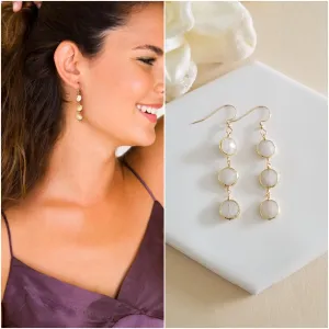 Moonstone Dangle Earrings, Long Gemstone Earrings