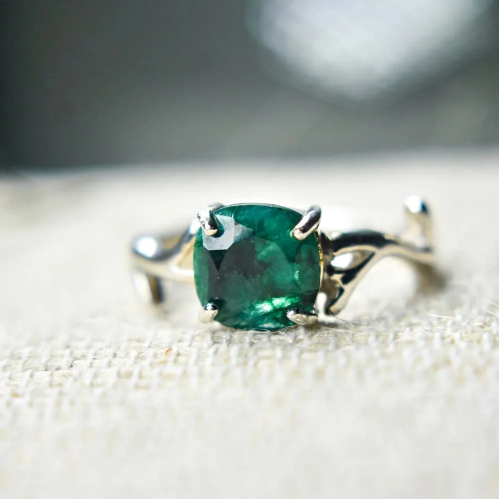 Natural Emerald Branch Ring