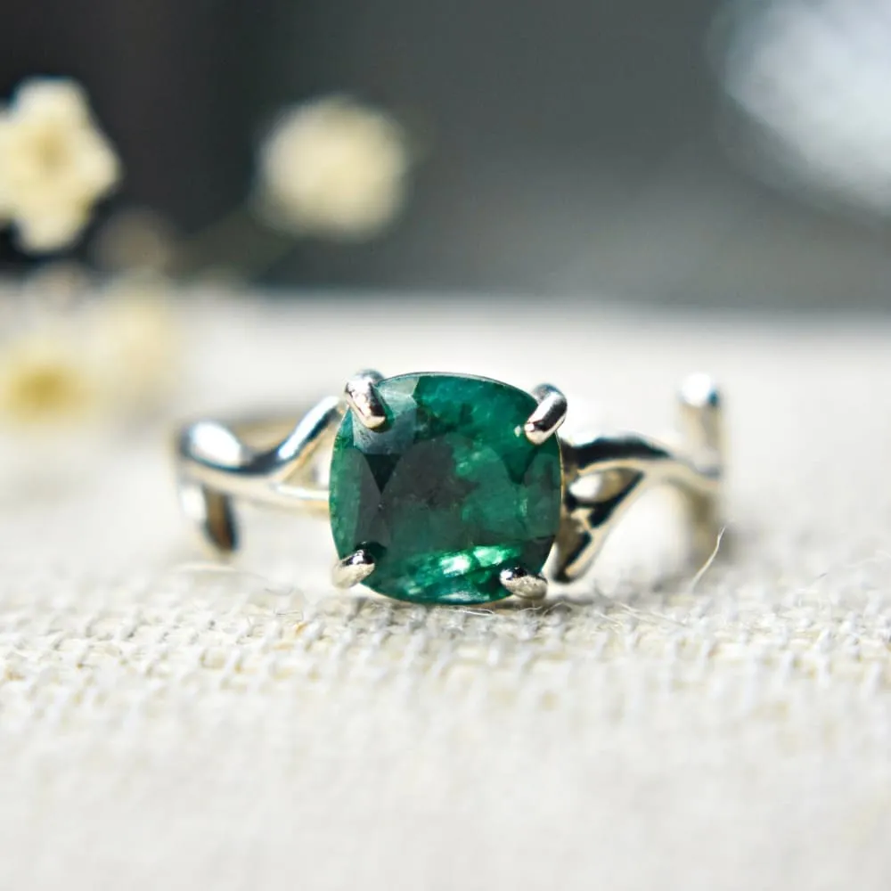 Natural Emerald Branch Ring