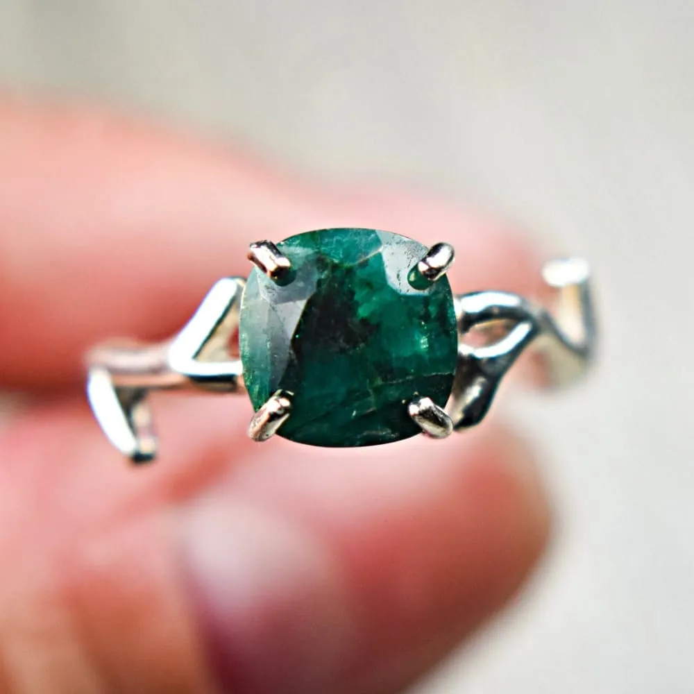 Natural Emerald Branch Ring
