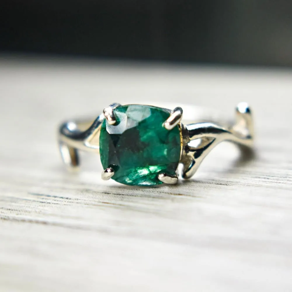 Natural Emerald Branch Ring