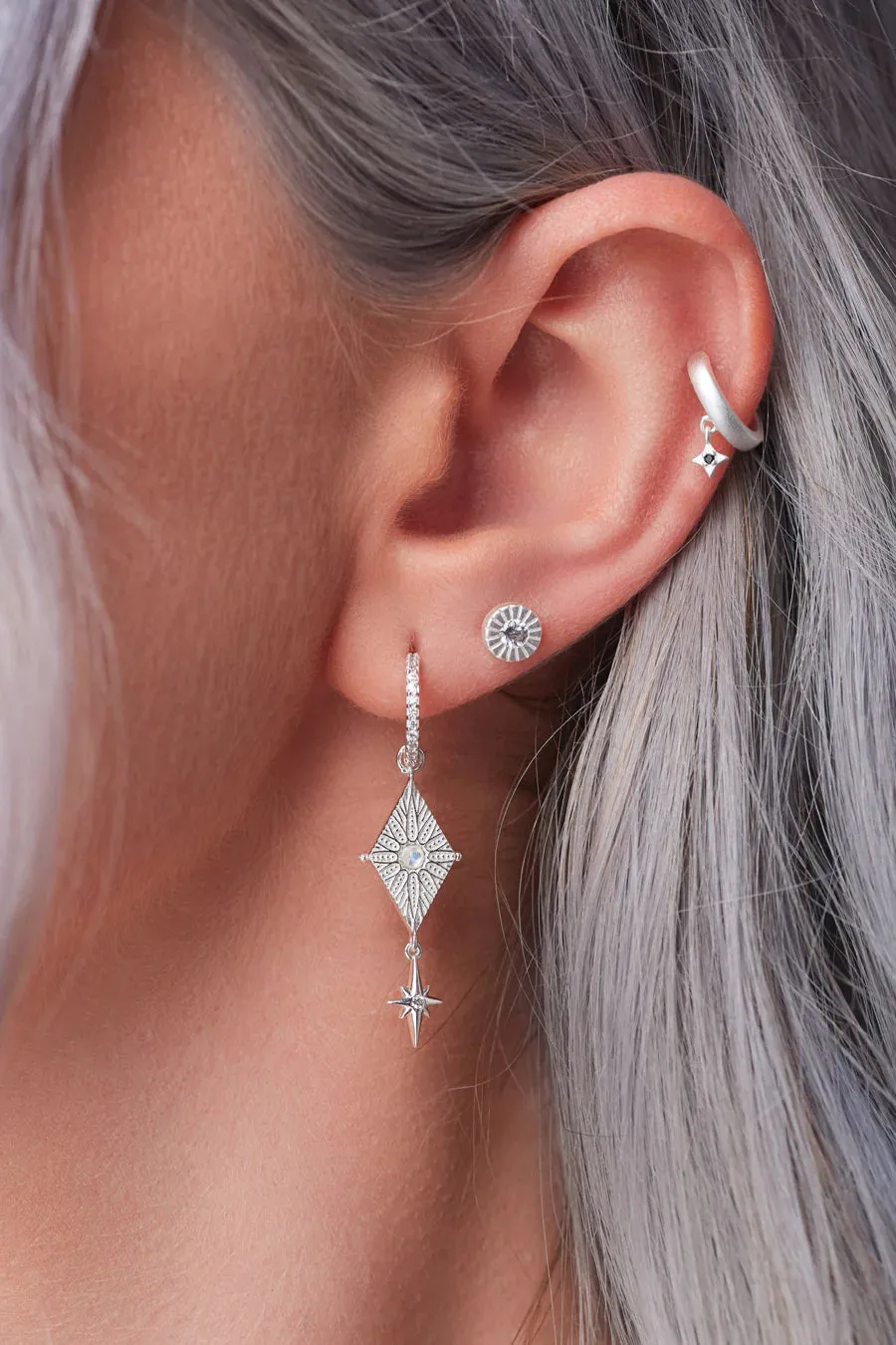 NORTH STAR EARRINGS- SILVER