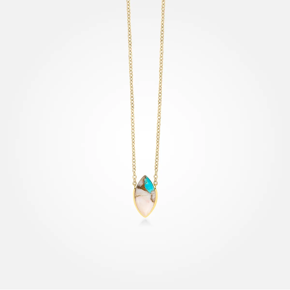 Opal Turquoise Copper Stone Necklace (Marquis)