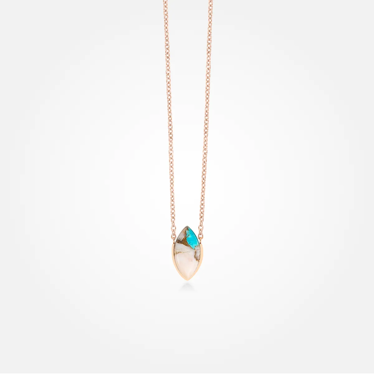 Opal Turquoise Copper Stone Necklace (Marquis)