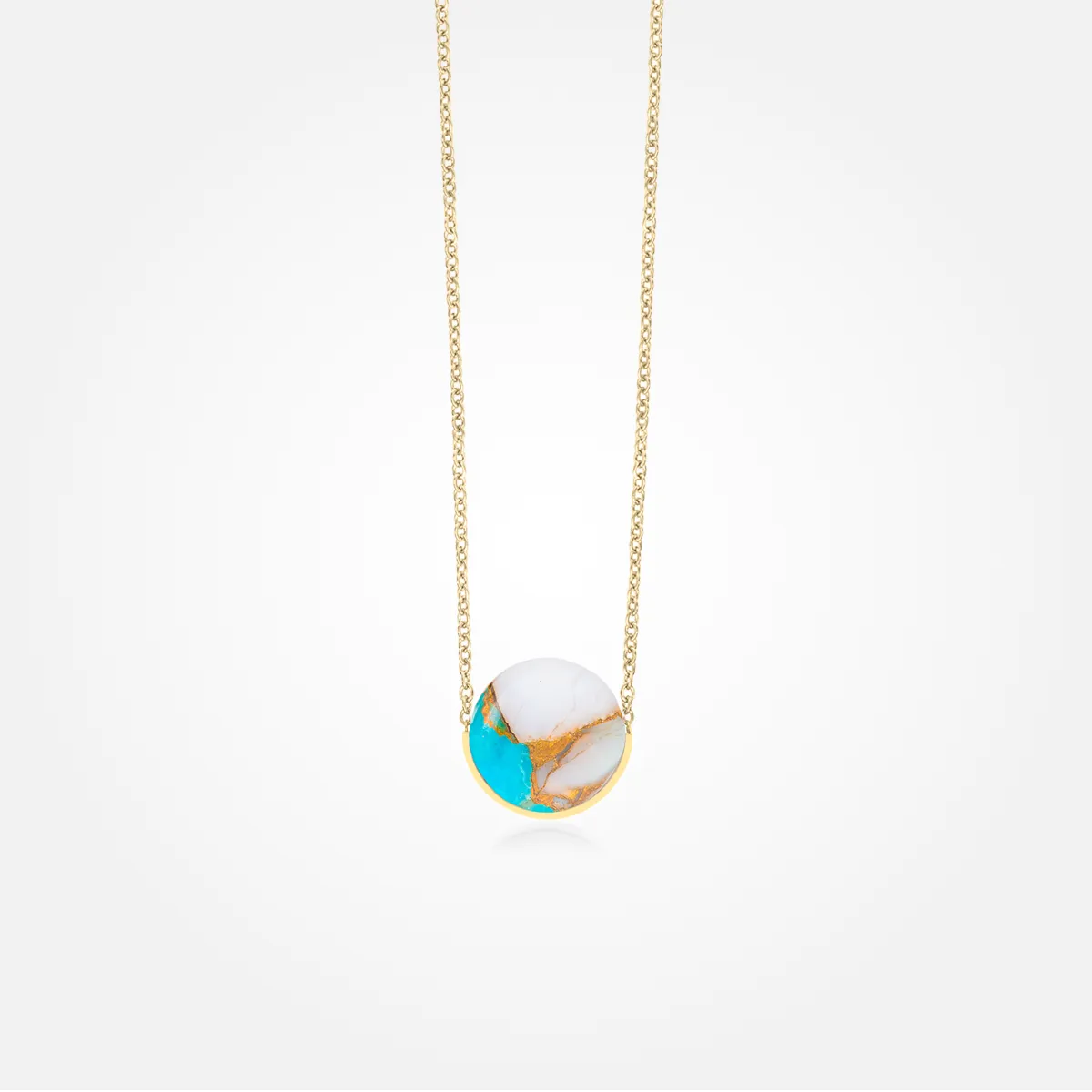 Opal Turquoise Copper Stone Necklace (Round)