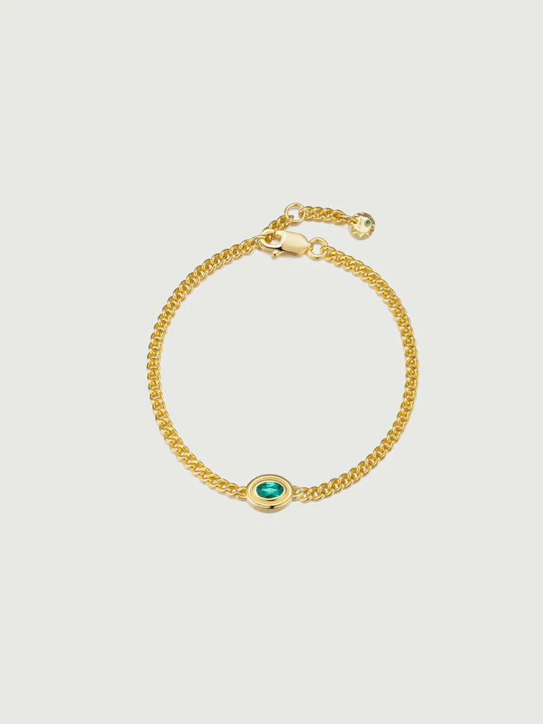 Oval Cut Lab Grown Emerald Cuban Link Bracelet