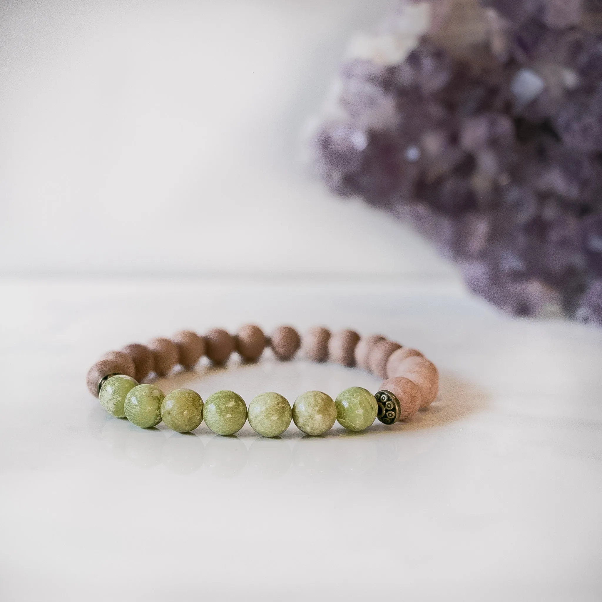 Peridot & Rosewood Aromatherapy Essential Oil Diffuser Bracelet (8mm beads)