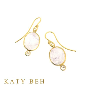 Raine Diamond and Rainbow Moonstone Earrings
