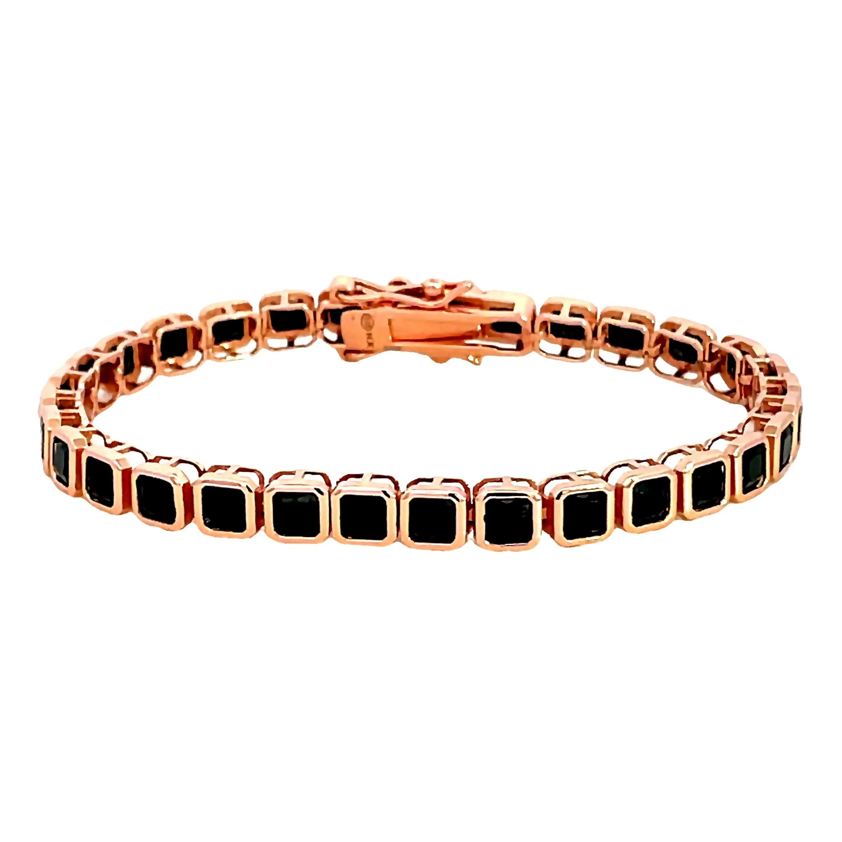 Rose Gold Onyx Square Cut Tennis Bracelet