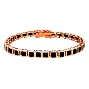 Rose Gold Onyx Square Cut Tennis Bracelet